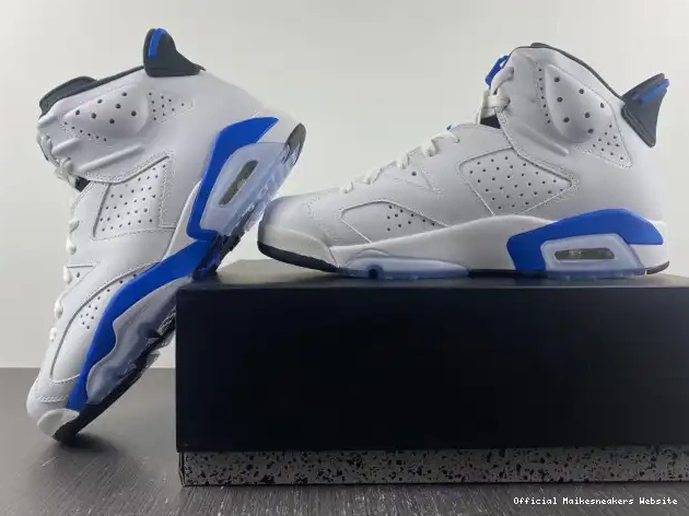 Official Maikesneakers 384664-107 (2014) Jordan Blue Air Retro 6 Sport 0402